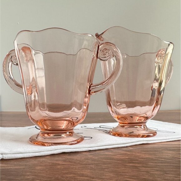 Fostoria Fairfax Pink Depression Glass Creamer & Sugar - Picture 4 of 7